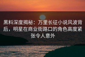 黑料深度揭秘：万里长征小说风波背后，明星在商业街路口的角色高度紧张令人意外